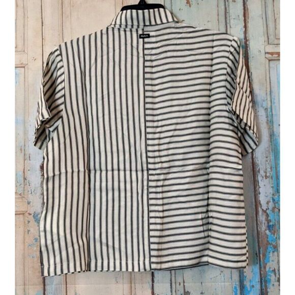 RVCA Sunday Collection Womens Size S Black White Take it Easy Button Up Top - Picture 2 of 9